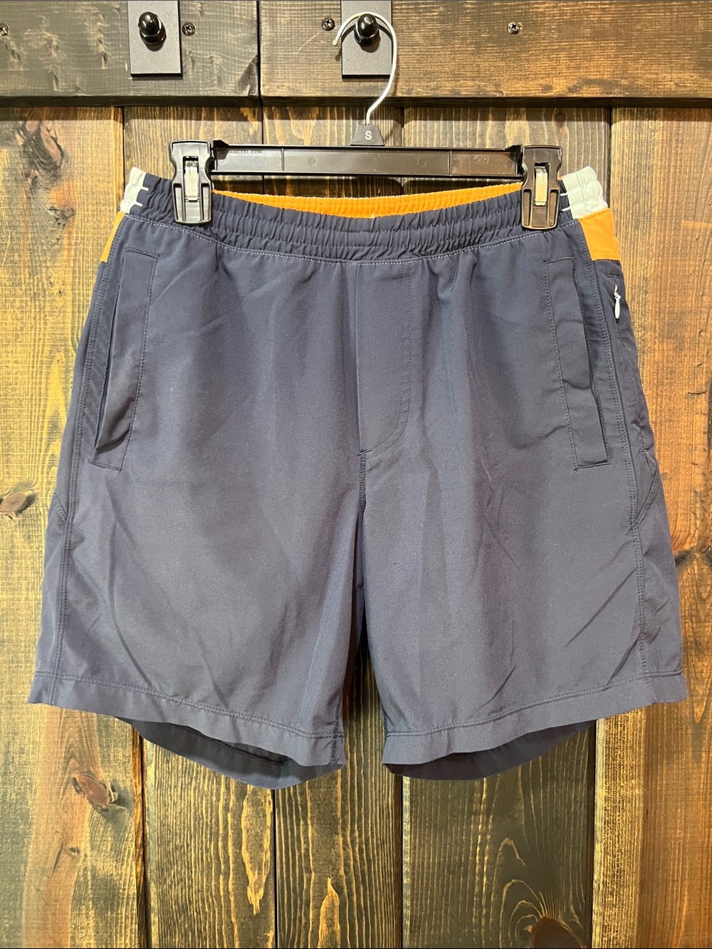 Birddogs Boom Athletic Gym Shorts Blue Orange Lined Medium Classic Athleisure 7"